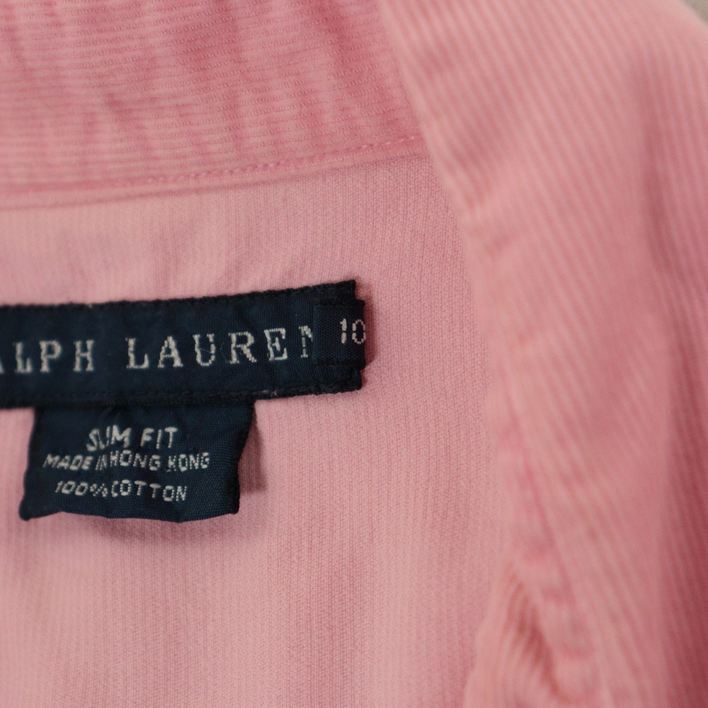 Vtg Ralph Lauren Womens Western Pearl Snap Shirt Corduroy Pink Slim Cotton Sz 10 - Picture 6 of 13